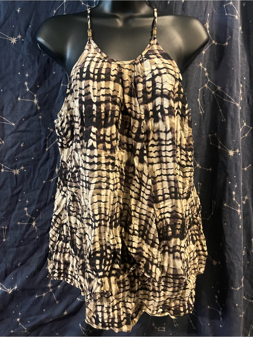 le chateau Black & Cream Tie-Dye Spaghetti Strap Cami